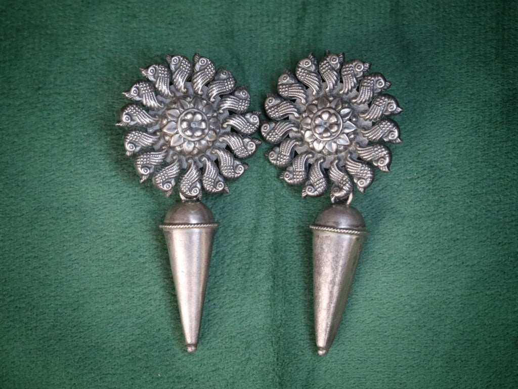 92.5 Oxidized Silver Tribal Earrings – Luxe Folk Art Elegance