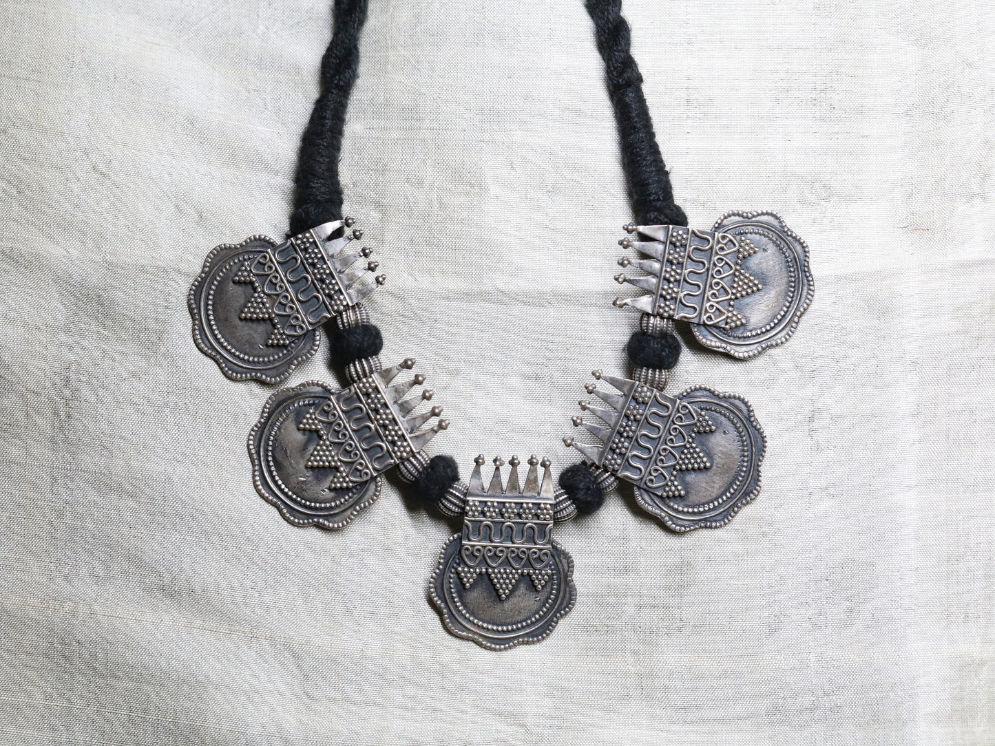 Tribal Medallion Choker Necklace in 92.5 sterling silver
