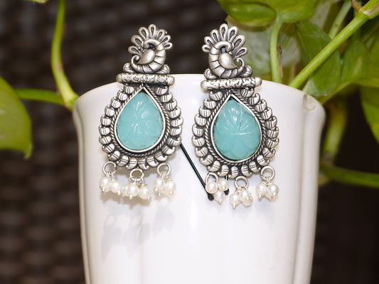 Peacock Serenity Pearl Earring in 92.5 pure silver