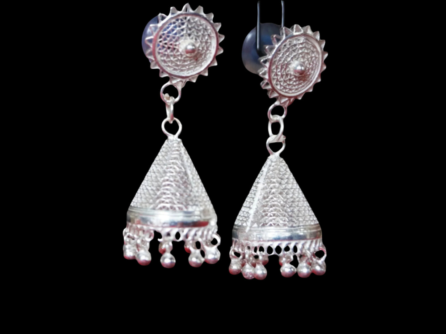 Sunburst Jhumkas in 92.5 pure silver