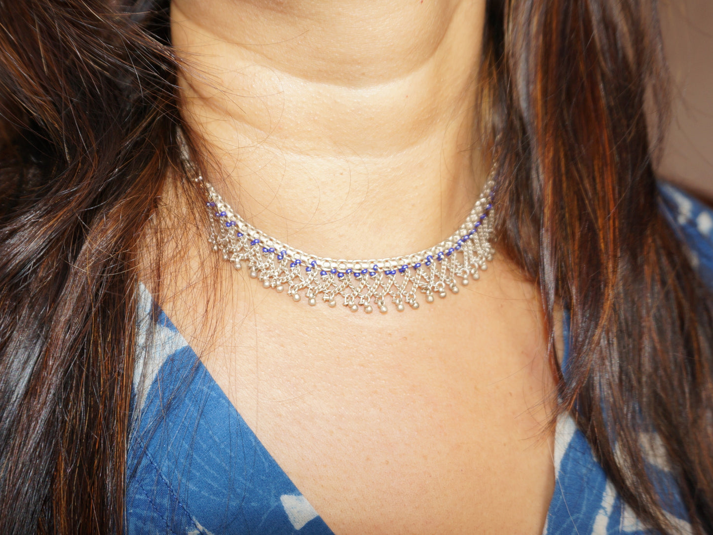 Neelam Jaali Choker in 92.5 sterling silver