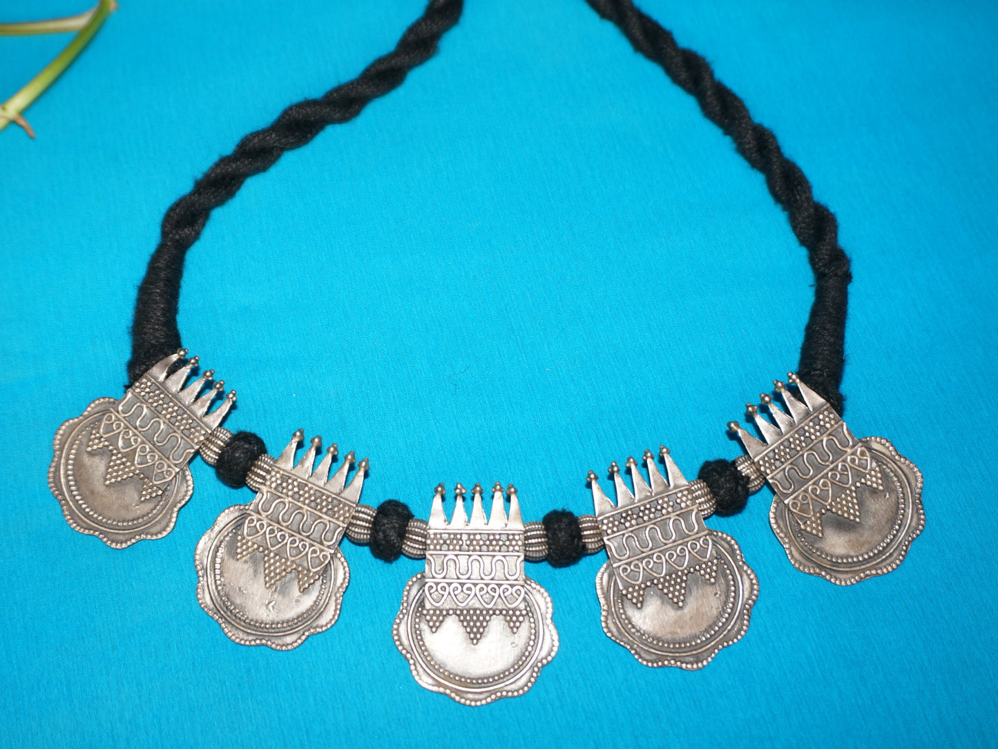 Tribal Medallion Choker Necklace in 92.5 sterling silver