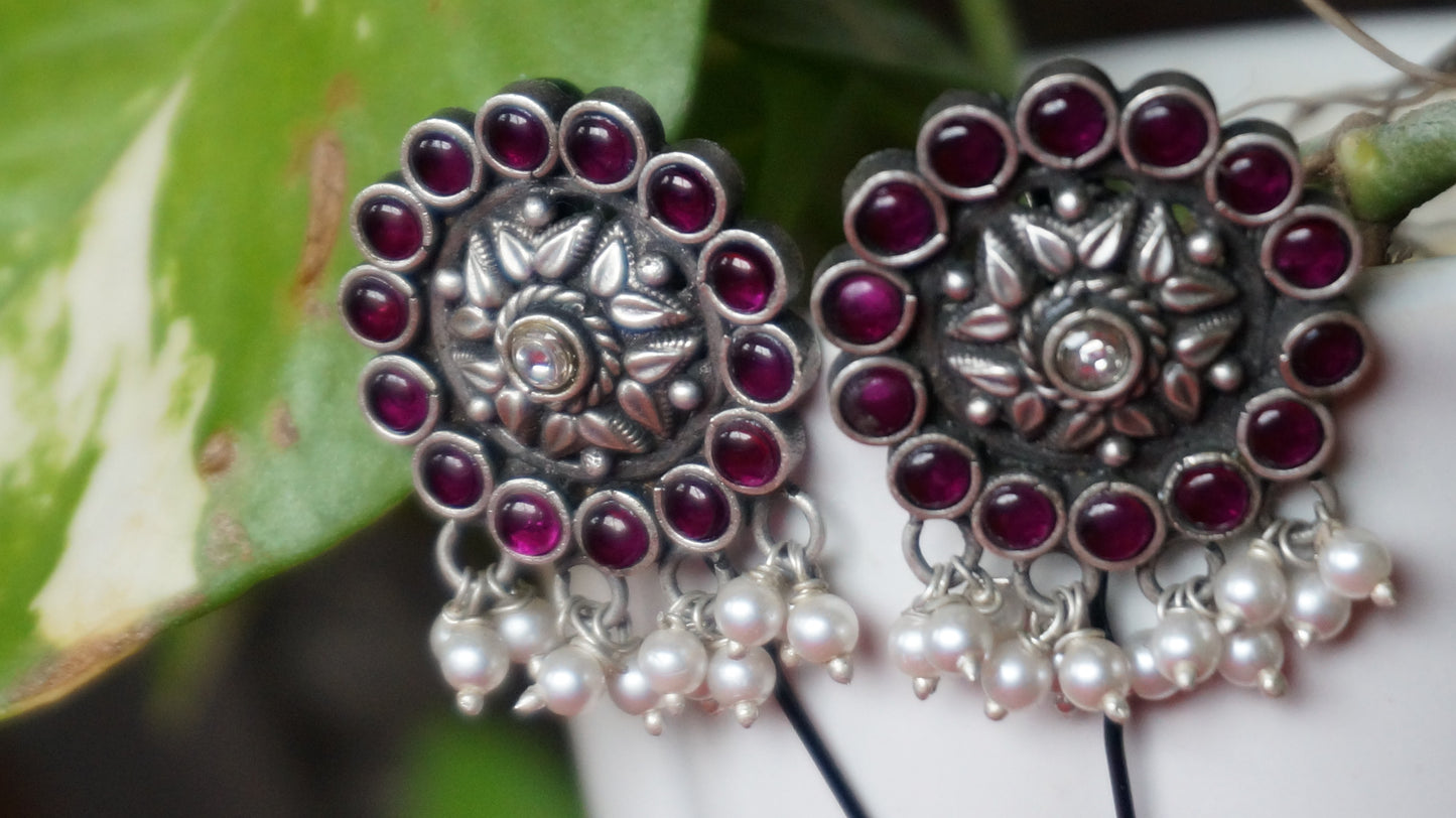 Crimson Bloom Pearl in 92.5 pure Silver