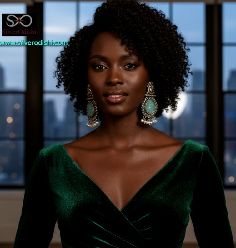 Peacock Serenity Pearl Earring in 92.5 pure silver