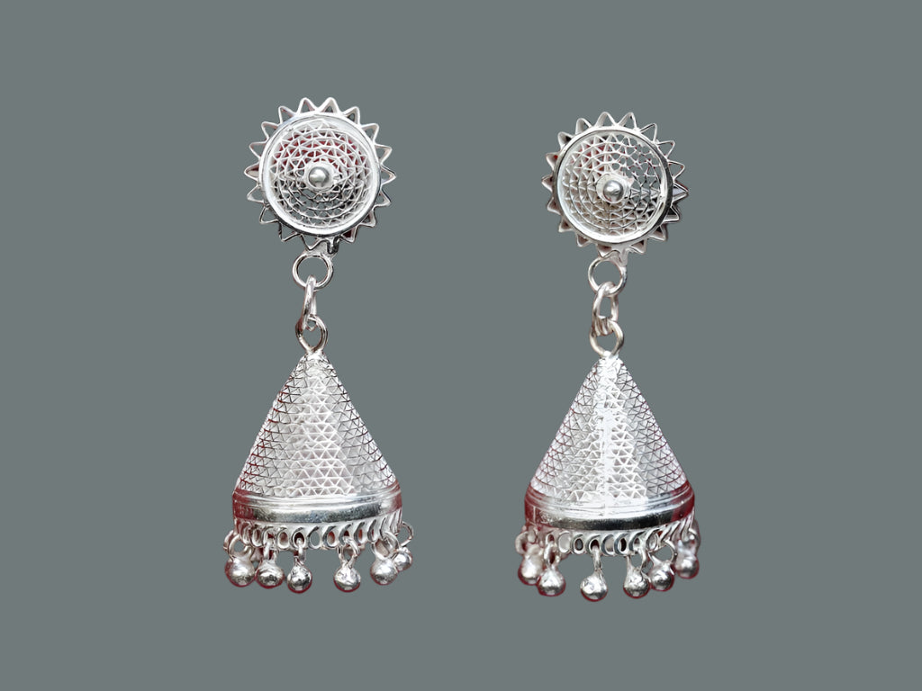 Sunburst Jhumkas in 92.5 pure silver
