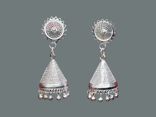 Sunburst Jhumkas in 92.5 pure silver