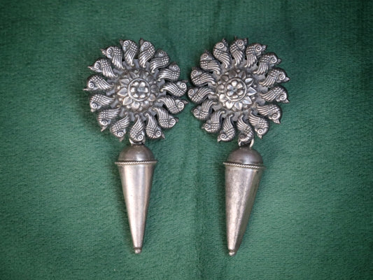 92.5 Oxidized Silver Tribal Earrings – Luxe Folk Art Elegance