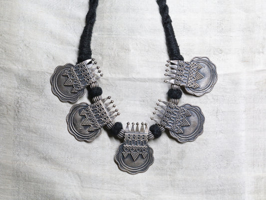 Tribal Medallion Choker Necklace in 92.5 sterling silver