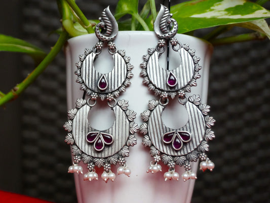 Strikingly Unique Chandbali in pure 92.5 sterling silver