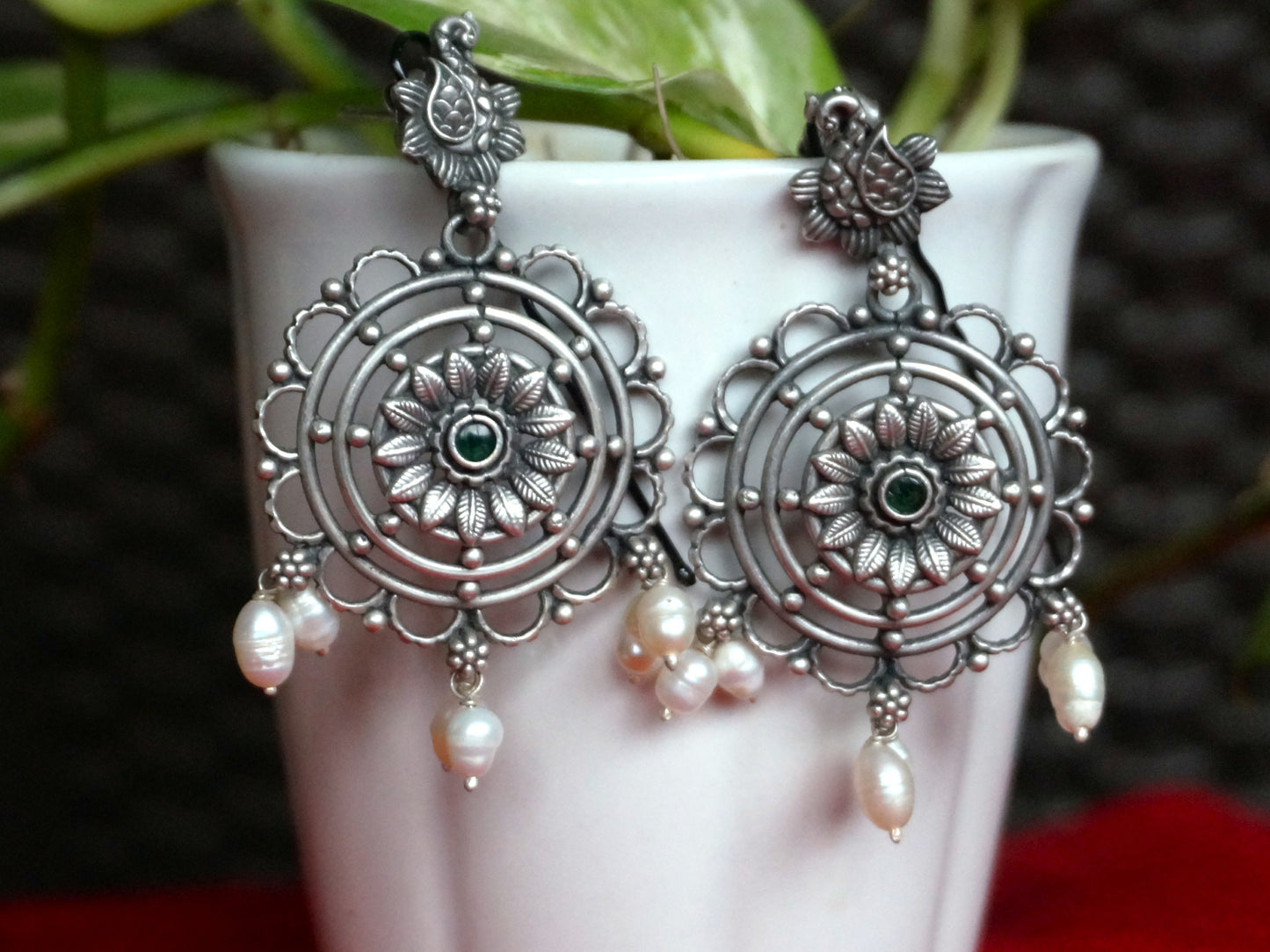 Mandala Bloom Earrings  in 92.5  sterling Silver