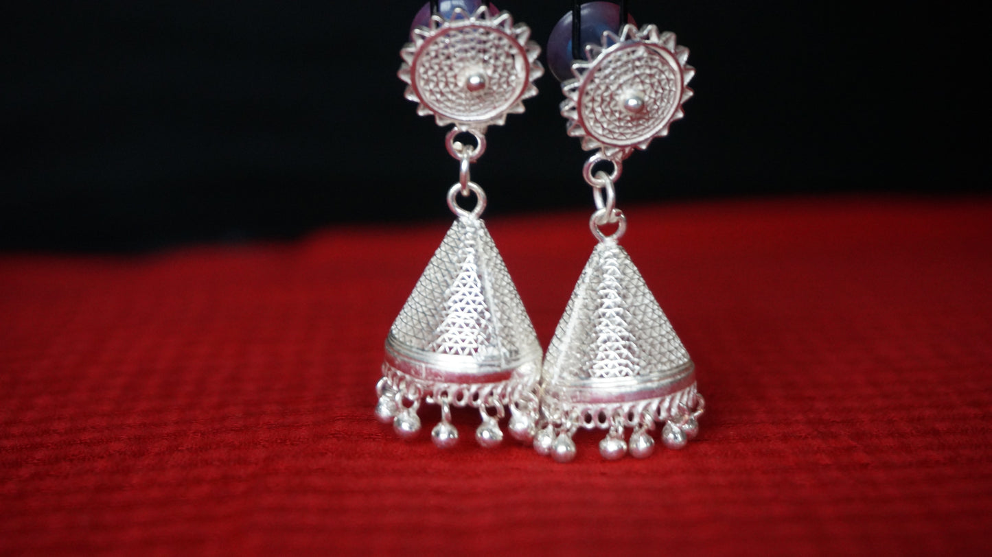 Sunburst Jhumkas in 92.5 pure silver
