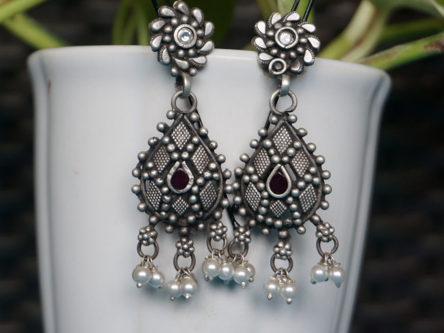 Regal Teardrop Pearl Earring in 92.5 pure silver