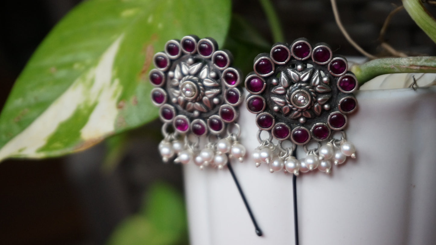 Crimson Bloom Pearl in 92.5 pure Silver
