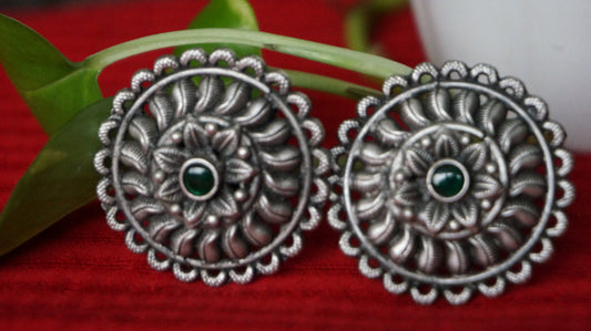 Emerald Bloom Studs in 92.5 pure silver