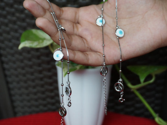 92.5 Silver-Toned Evil Eye Anklets – Modern Protection &amp; Style
