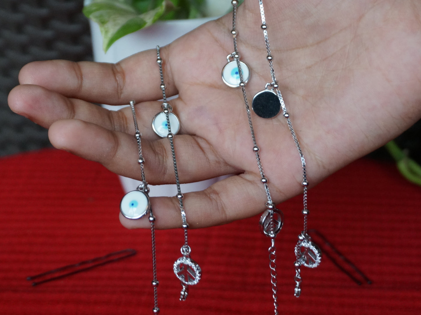 92.5 Silver-Toned Evil Eye Anklets – Modern Protection &amp; Style