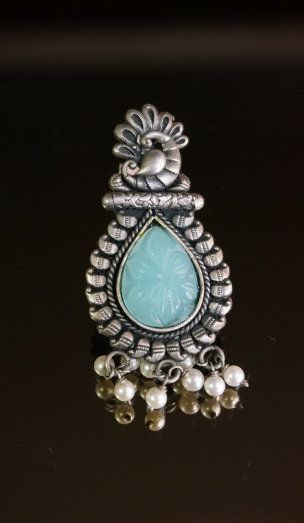 Peacock Serenity Pearl Earring in 92.5 pure silver