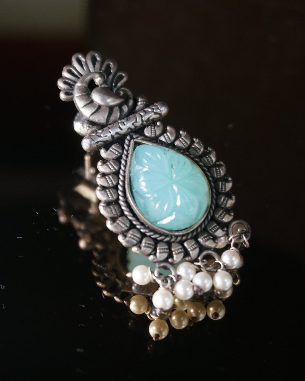 Peacock Serenity Pearl Earring in 92.5 pure silver