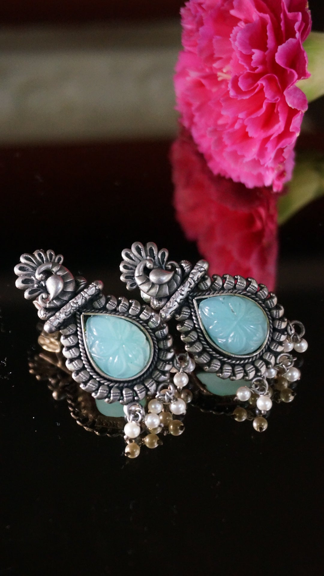 Peacock Serenity Pearl Earring in 92.5 pure silver