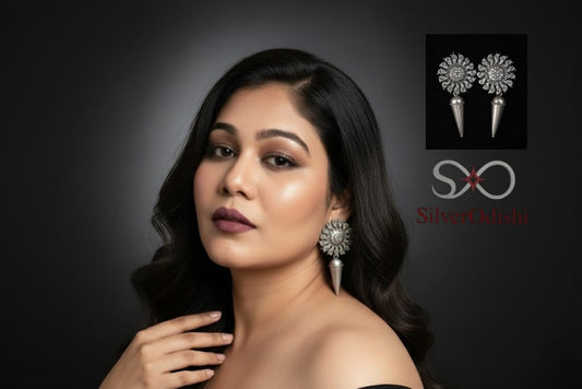 92.5 Oxidized Silver Tribal Earrings – Luxe Folk Art Elegance