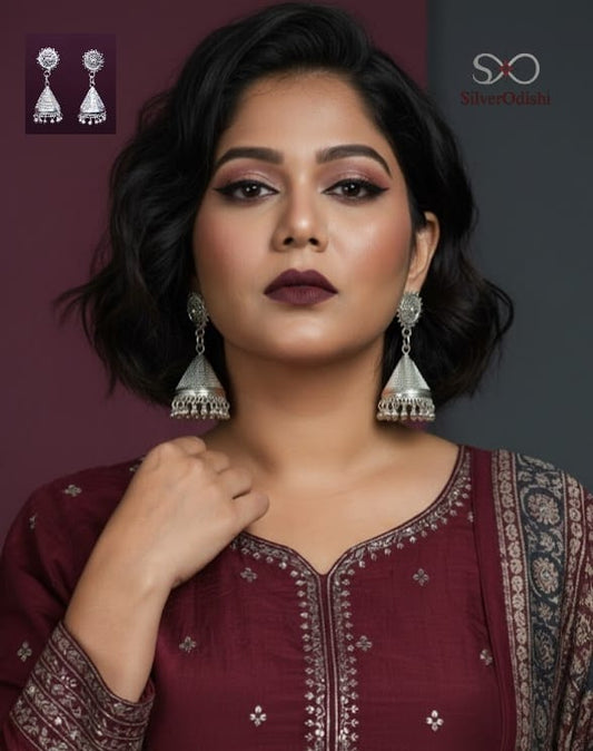 Sunburst Jhumkas in 92.5 pure silver
